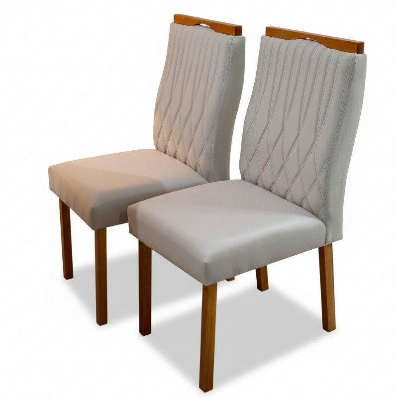 2 Cadeiras Genova Veludo Bege 512 - Art Assentos