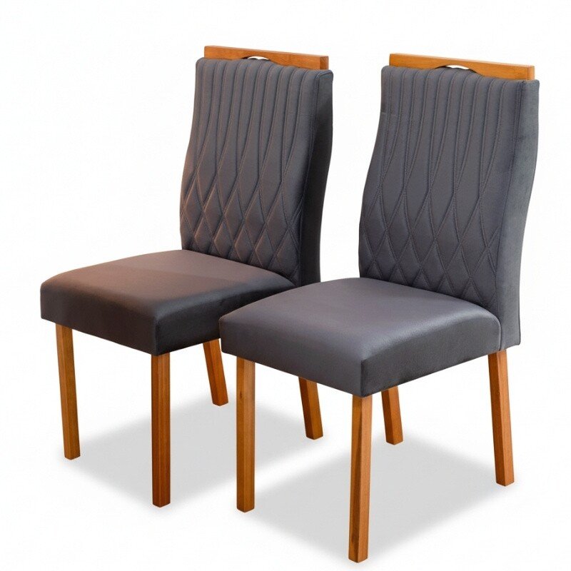 2 Cadeiras Genova Veludo Cinza 507 - Art Assentos