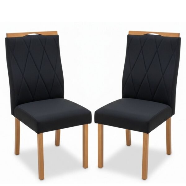 2 Cadeiras Lisboa Preto 504 Madeira Maciça Art Assento - Entregue Montada