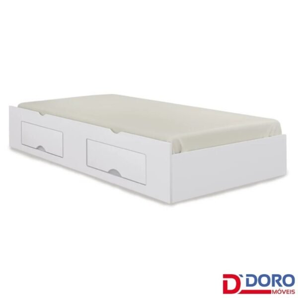 Cama Auxiliar Solteiro 2 Gavetas Branca 93x188x33 - D Doro