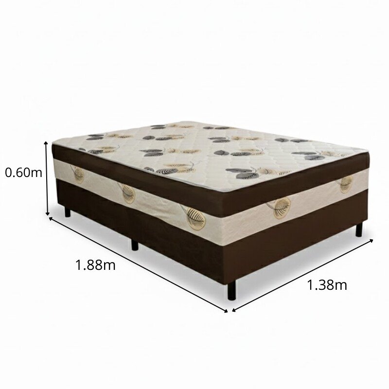 Cama Box Casal Ortopédica Marrom 138x188x60 - Nosso Sonho | Suporta até 250kg - Imagem 2