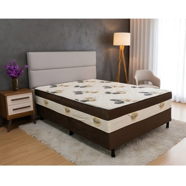 Cama Box Casal Ortopédica Marrom 138x188x60 - Nosso Sonho | Suporta até 250kg