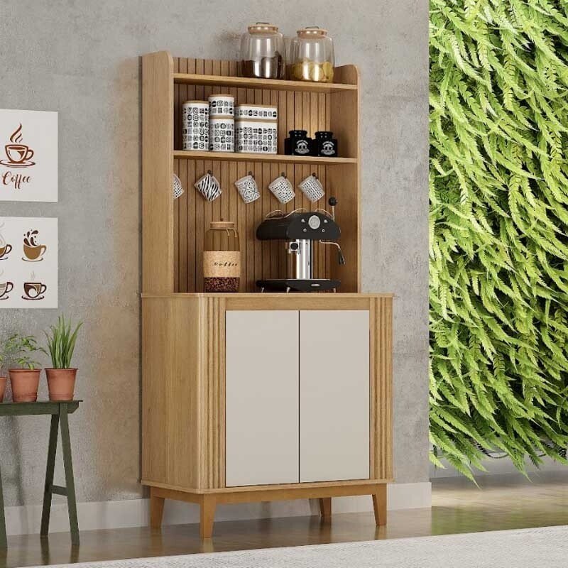 Cantinho do Café Mantiqueira Larg. 0.70m Cinamomo/Off C/ 2 Portas - Valdemóveis - Imagem 3