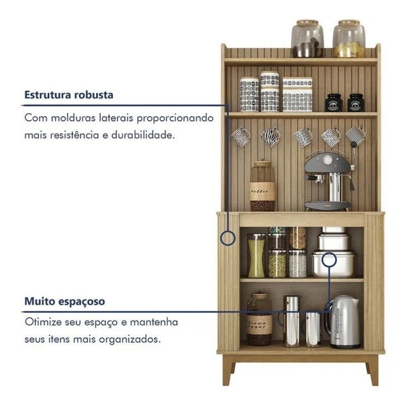 Cantinho do Café Mantiqueira Larg. 0.70m Cinamomo/Off C/ 2 Portas - Valdemóveis - Imagem 5