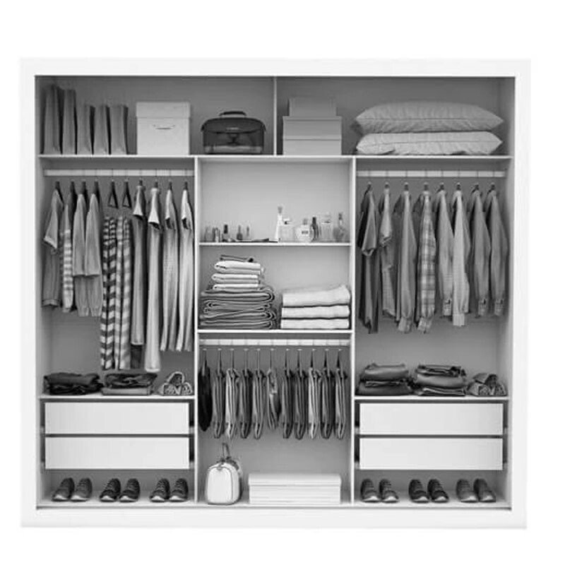 Roupeiro Casal Veneza Cinamomo/Off 3 Portas 4 Gavetas C/ 1 Espelho Larg. 1.88m - Carioca - Imagem 2