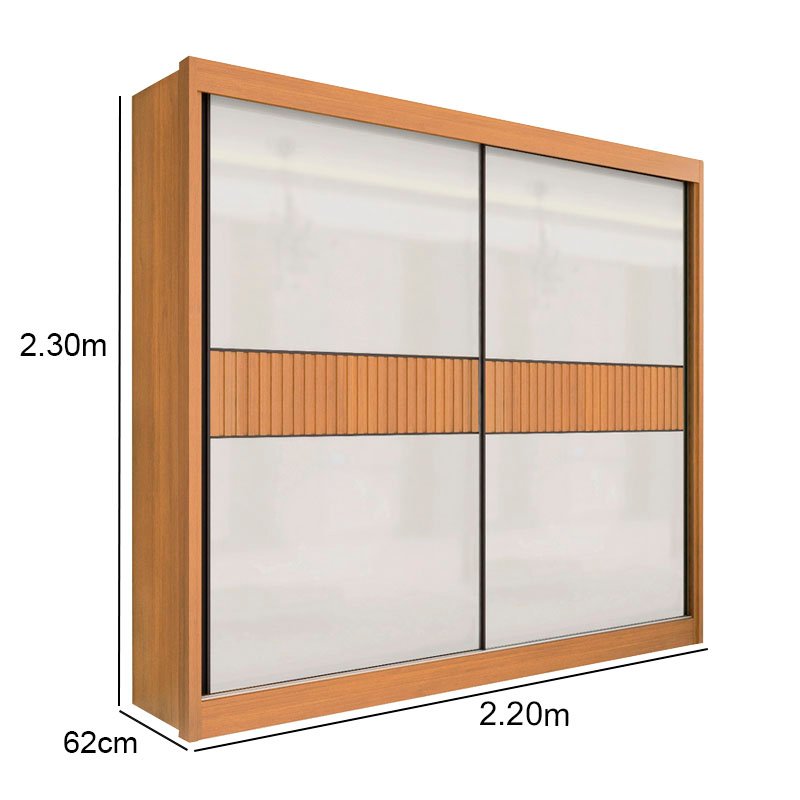 Roupeiro Cancun Cinamomo/Off 2 Portas 6 Gavetas Detalhe Ripado 100% MDF Larg. 2.20m - D Doro - Imagem 3