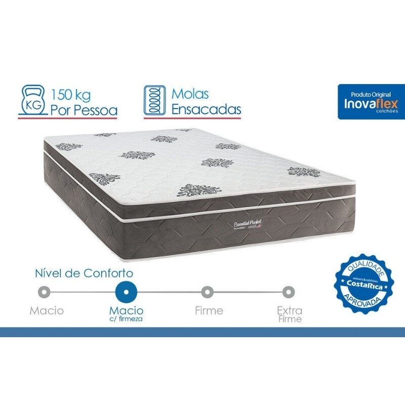 Colchão Casal Essential 138x188x30 Molas Ensacadas Pocket - Inovaflex | Suporta até 250kg - Imagem 7