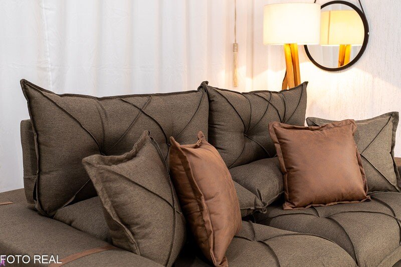 Sofá Retrátil Reclinável Gran Bello 2.00m Linho Marrom - Molas Ensacadas - Imagem 6