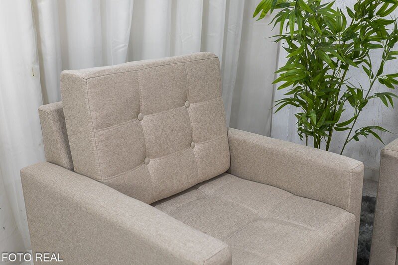 Sofá Áustria 3 Lugares + Poltrona Áustria Linho Bege A57 - Imagem 6