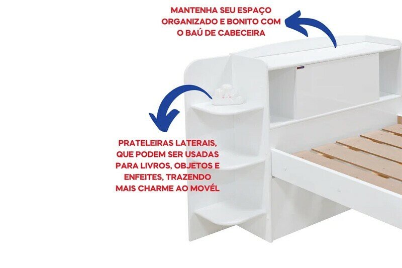 Cama Solteiro Milênio + Cama Auxiliar 2 Gavetas Branca - D Doro - Imagem 5