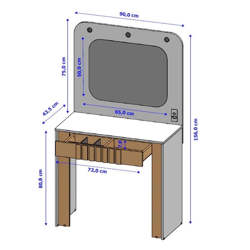 Penteadeira Camarim Rouge Branco/Nature Larg. 0.90m - Bechara - Imagem 4