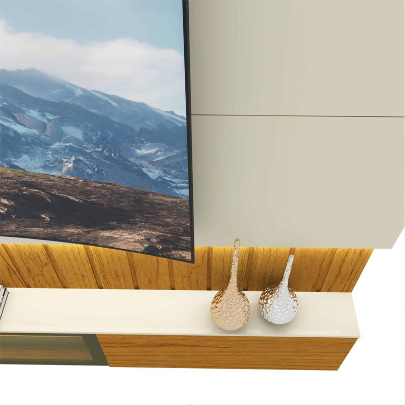Home Suspenso Soberano Reflecta Larg. 2.30m Nature/Off C/Led 100% MDF para TV até 85" - Gelius - Imagem 7