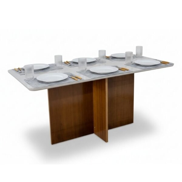 Mesa de Jantar Moscou 160x80 Vidro Off/Base Cinamomo - Minas Plac