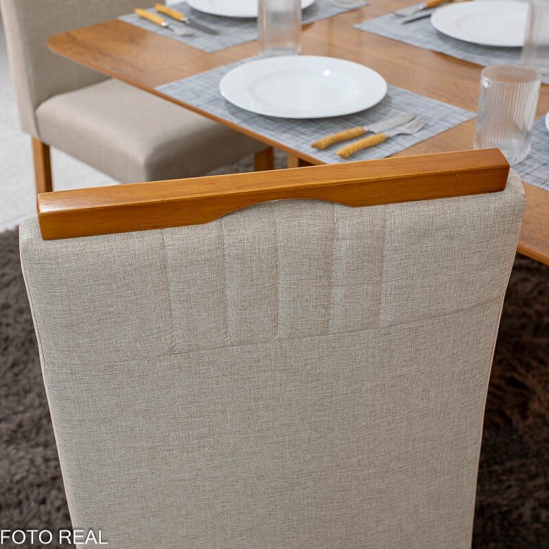 Mesa de Jantar Salina 120x80 Londres Cinamomo Cel + 4 Cad. Atlanta Linho Bege Cru Madeira Minas Plac - Entregue Montada - Imagem 5