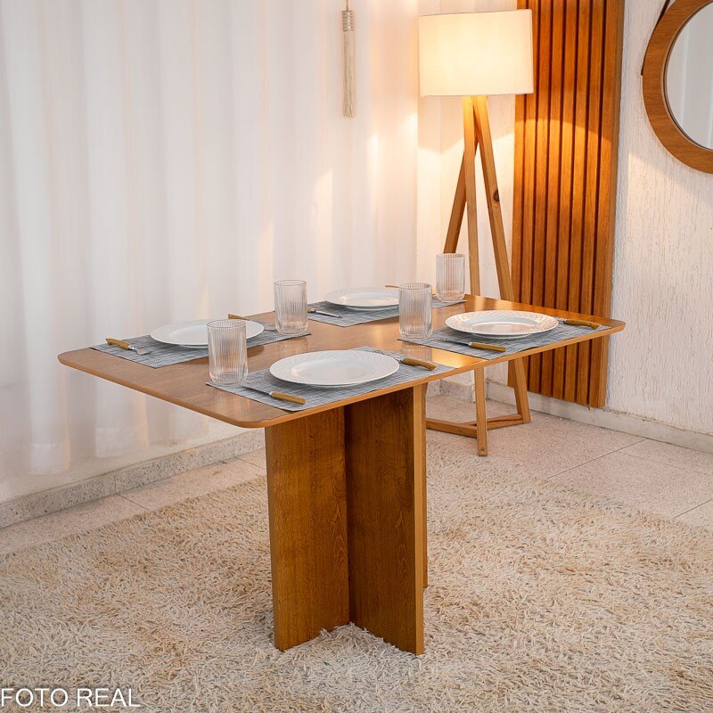 Mesa de Jantar Salina Tampo Londres Cinamomo 120x80 4 Cadeiras Parati Veludo Cinza 171 - Cel Móveis - Imagem 6