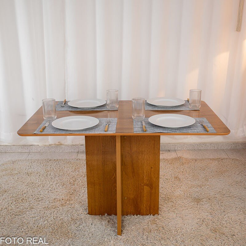 Mesa de Jantar Salina Tampo Londres Cinamomo 120x80 4 Cadeiras Parati Veludo Cinza 171 - Cel Móveis - Imagem 7