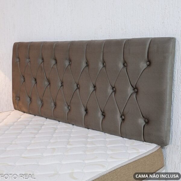 Painel Cabeceira Casal 1.40 Lavínia Veludo Cinza