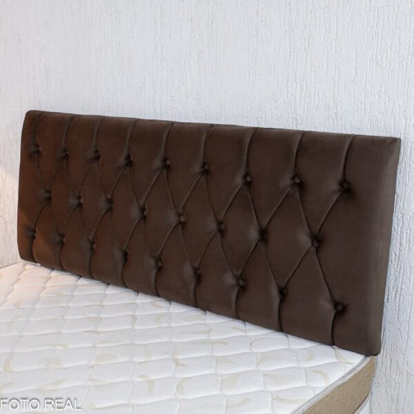 Painel Cabeceira Casal 1.40 Lavínia Veludo Marrom