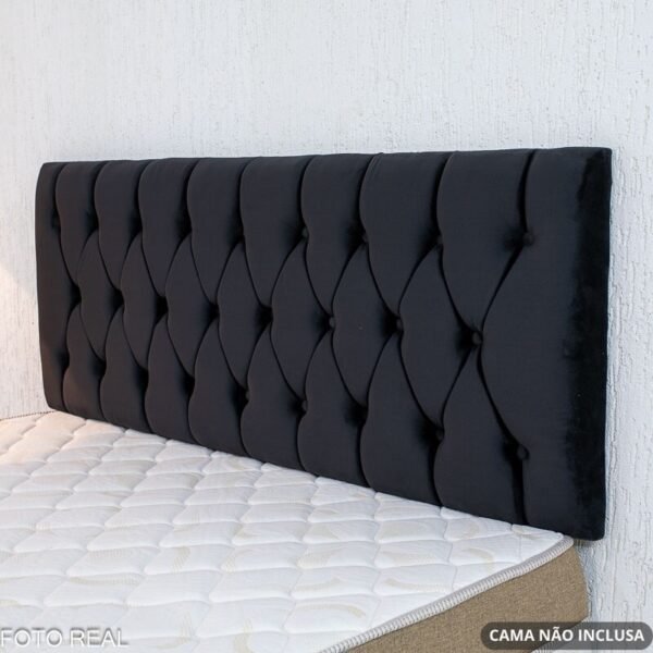 Painel Cabeceira Casal 1.40 Lavínia Veludo Preto