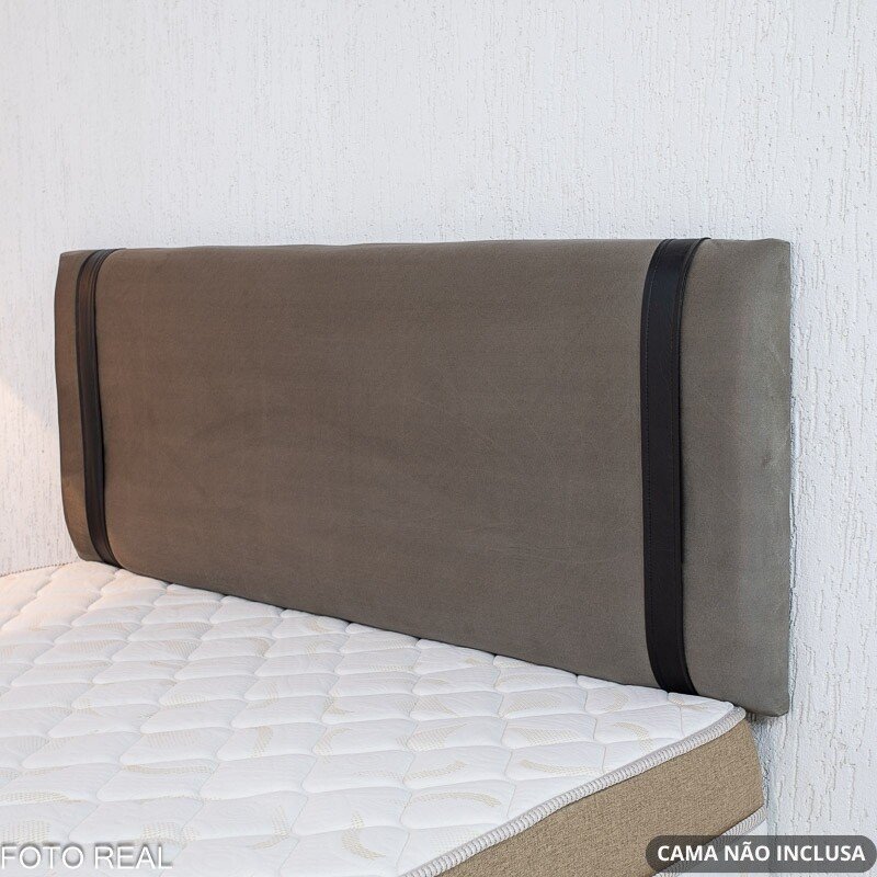 Painel Cabeceira Casal 1.40 Leticia Veludo Cinza