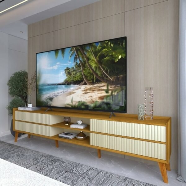 Rack Magnífico 212 Larg. 2.12m Nature/Off Detalhe Ripado - Gelius