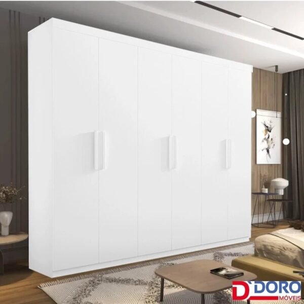 Roupeiro Casal Colibri Branco 6 Portas 6 Gavetas Larg. 2.05m - D Doro