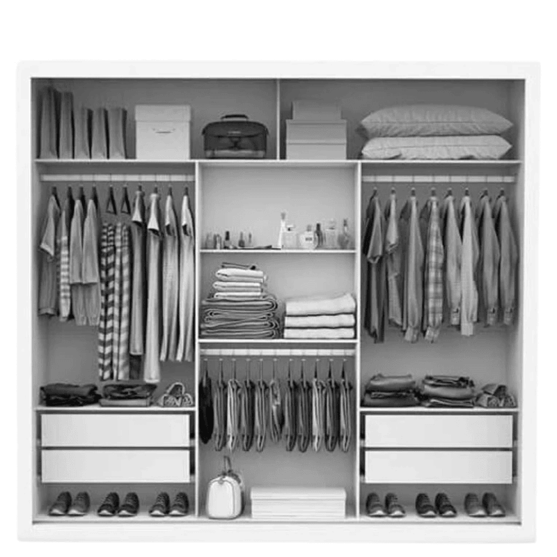 Guarda-Roupa Casal Veneza Preto 3 Portas C/ 1 Espelho Larg. 1.88m - Carioca - Imagem 2