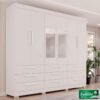 Roupeiro Dinamarca Branco C/Espelho 6 Portas 9 Gavetas C/pés Larg. 1.84m - Sallêto