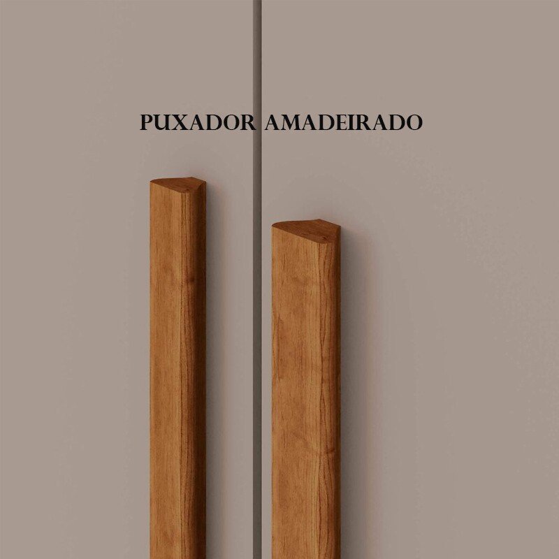 Roupeiro Dinamarca Cinamomo/Off C/Espelho 6 Portas 9 Gavetas C/pés Larg. 1.84m - Sallêto - Imagem 5