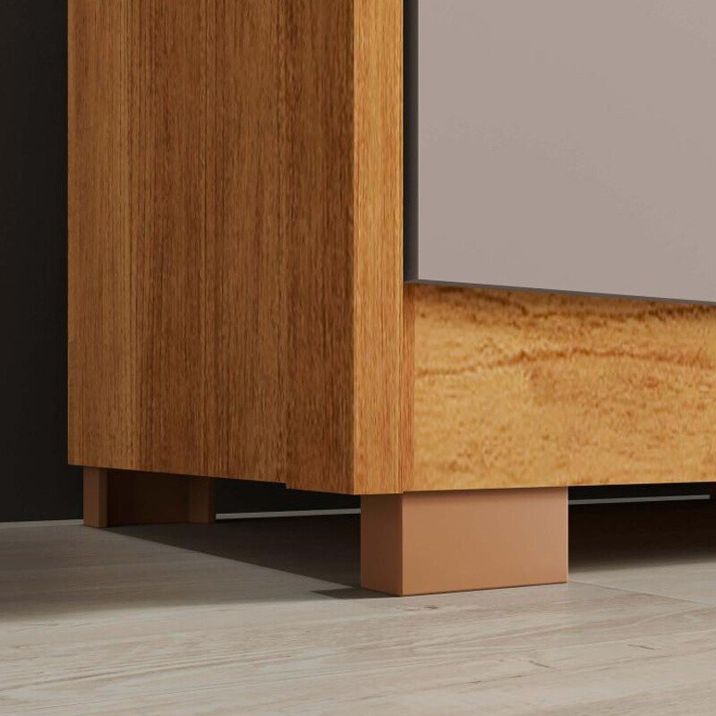 Roupeiro Dinamarca Cinamomo/Off C/Espelho 6 Portas 9 Gavetas C/pés Larg. 1.84m - Sallêto - Imagem 7