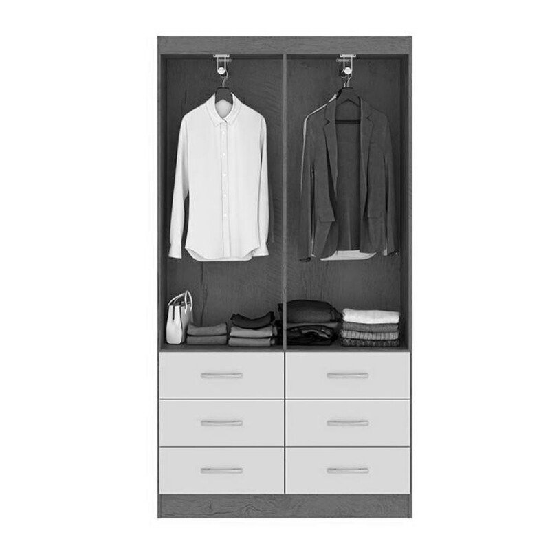 Roupeiro Nápoles Larg. 0.93m Noce TX/Pérola 4 Portas 6 Gavetas - San Marino - Imagem 2