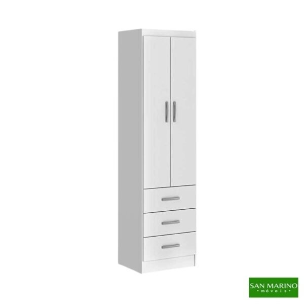 Roupeiro Texas Larg. 0.47m Branco 2 Portas 3 Gavetas - San Marino