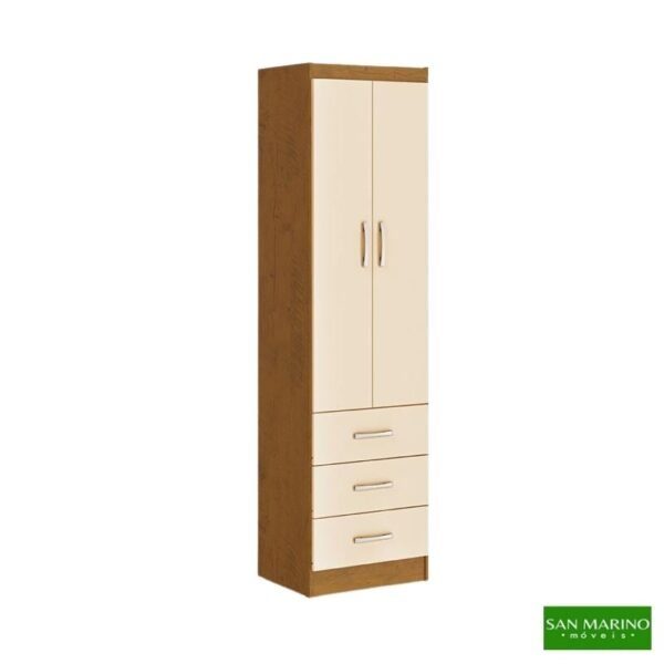 Roupeiro Texas Larg. 0.47m Noce TX/Pérola 2 Portas 3 Gavetas - San Marino