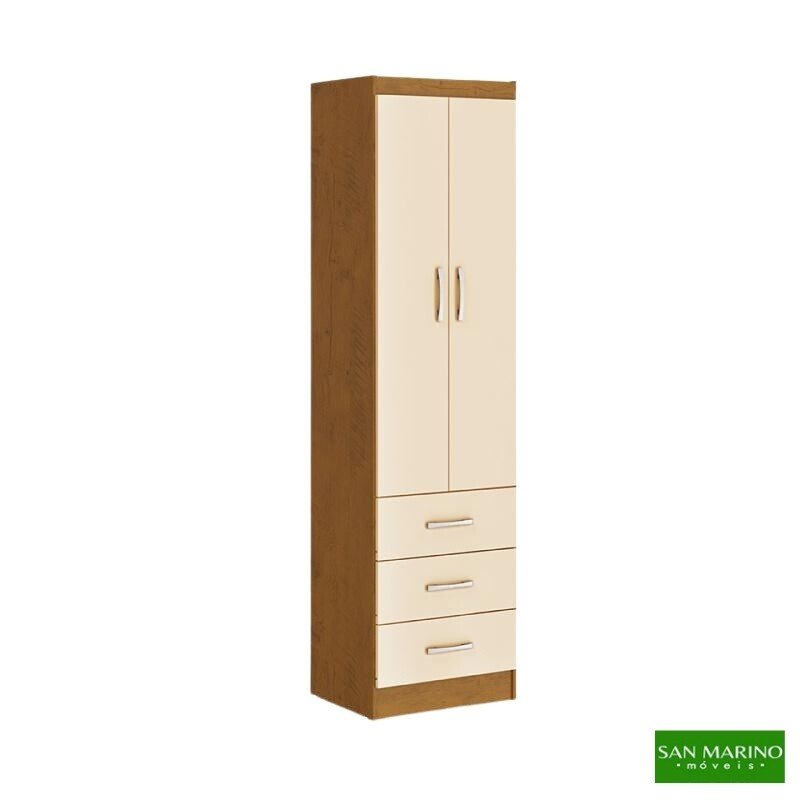Roupeiro Texas Larg. 0.47m Noce TX/Pérola 2 Portas 3 Gavetas - San Marino