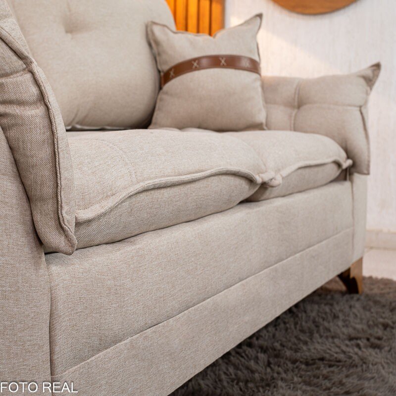 Sofá 2 Lugares Creta Larg. 1.60m Linho Bege 24 - Molas bonnel - Imagem 5