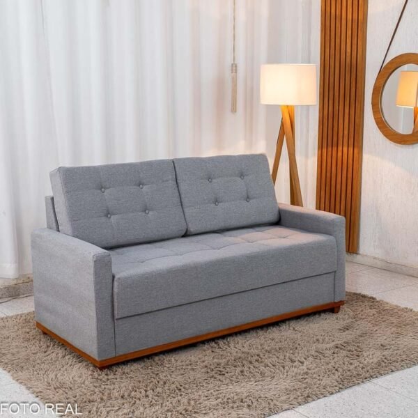Sofá 3 lugares Living Áustria Linho Cinza A59 Larg. 1.70m