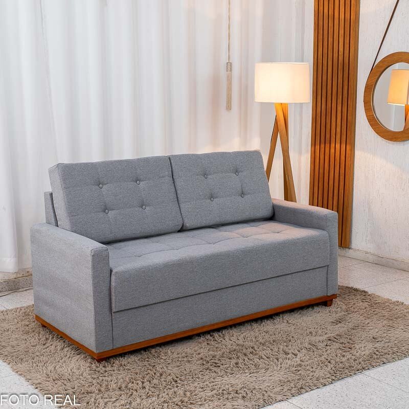 Sofá 3 lugares Living Áustria Linho Cinza A59 Larg. 1.70m