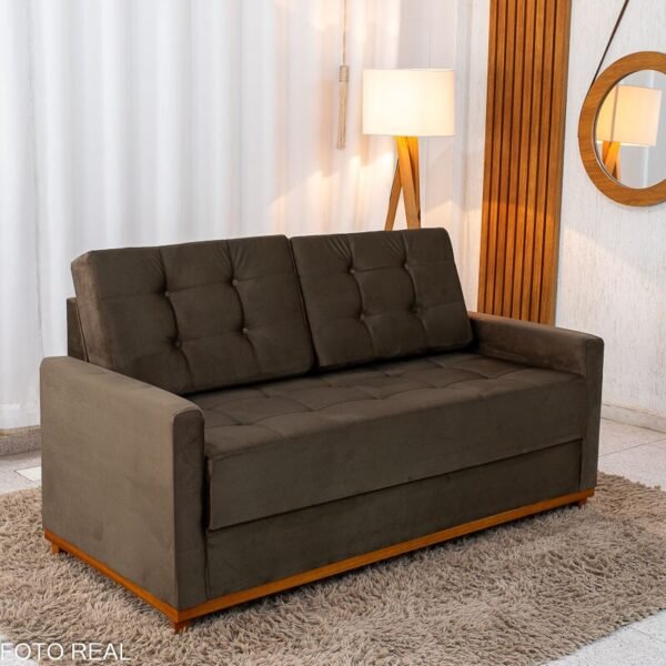 Sofá 3 lugares Living Áustria Veludo Marrom A17 Larg. 1.70m