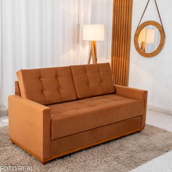 Sofá 3 lugares Living Áustria Veludo Terracota A62 Larg. 1.70m