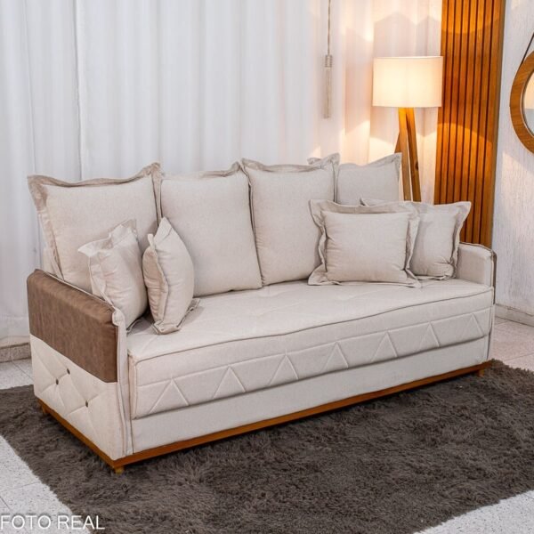 Sofá 3 lugares Vican Larg. 2.00m Linho Bege 5044 Detalhe 05 - Molas Bonnel