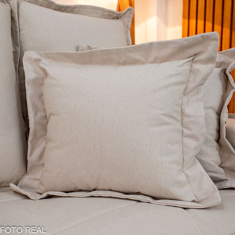 Sofá 3 lugares Vican Larg. 2.00m Linho Bege 5044 - Molas Bonnel - Imagem 7