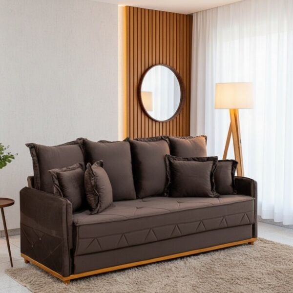 Sofá 3 lugares Vican Larg. 2.00m Veludo Marrom 5004 - Molas Bonnel