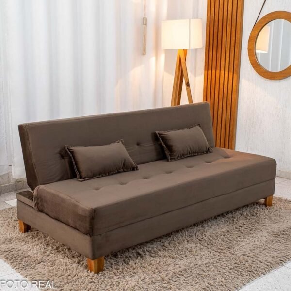 Sofá Cama Arpoador Veludo Marrom Larg. 1.85m