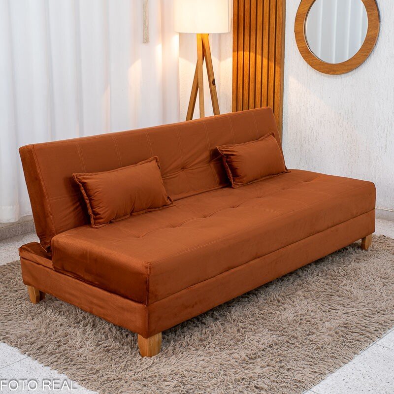 Sofá Cama Arpoador Veludo Terracota 12116 Larg. 1.85m