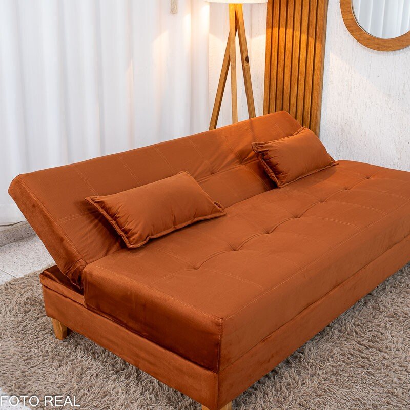 Sofá Cama Arpoador Veludo Terracota 12116 Larg. 1.85m - Imagem 4