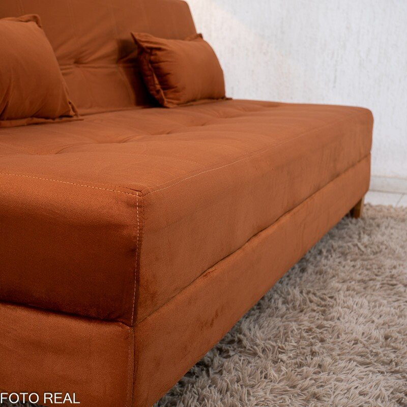 Sofá Cama Arpoador Veludo Terracota 12116 Larg. 1.85m - Imagem 7