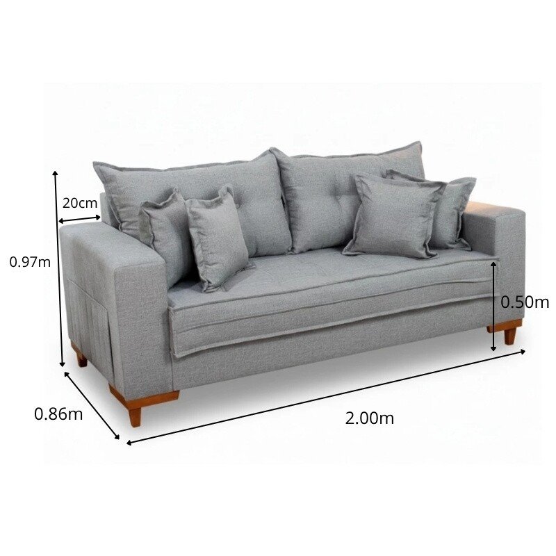 Sofá 3 Lug. Portugal 2.00m Linho Cinza 27 - Imagem 2