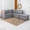 Sofá Canto 5 lugares com Puff Viena Linho Cinza A59