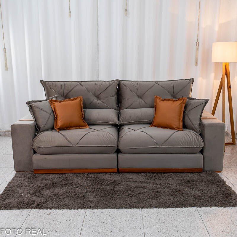 Sofá Retrátil Reclinável Gran Bello 2.50m Veludo Capuccino 02 - Molas Ensacadas Pocket - Imagem 6