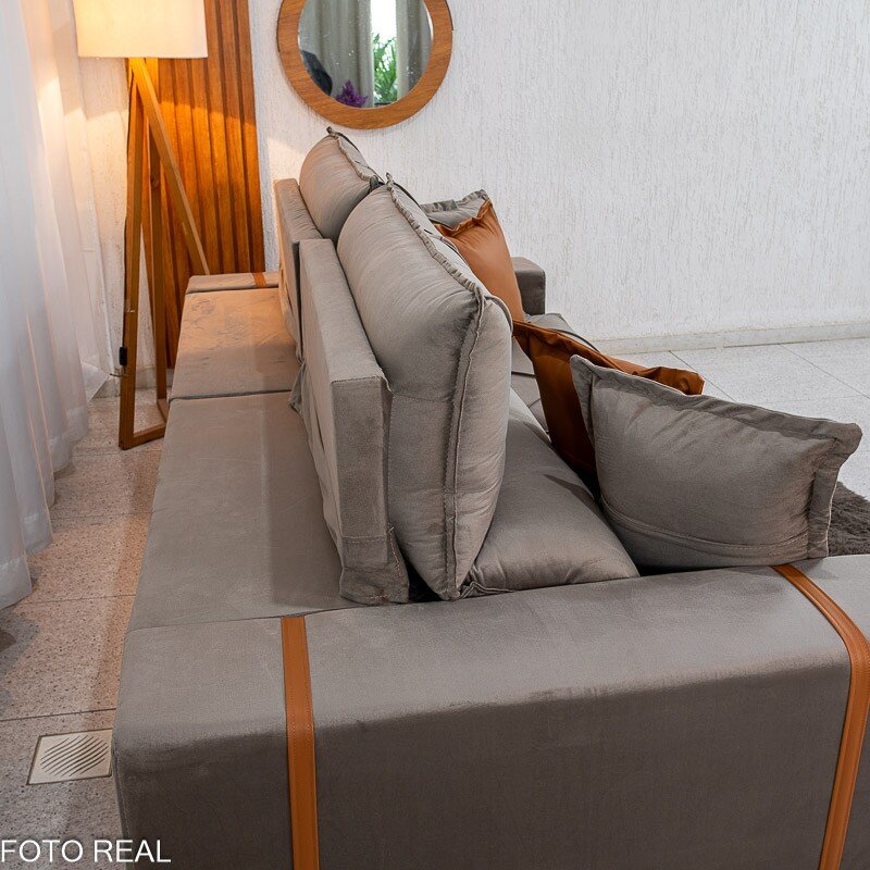 Sofá Retrátil Reclinável Gran Bello 2.50m Veludo Capuccino 02 - Molas Ensacadas Pocket - Imagem 9